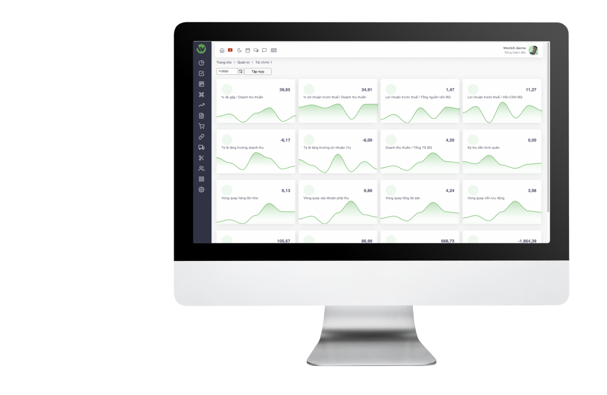 Giao diện phần mềm ERP Workit trên MacBook
