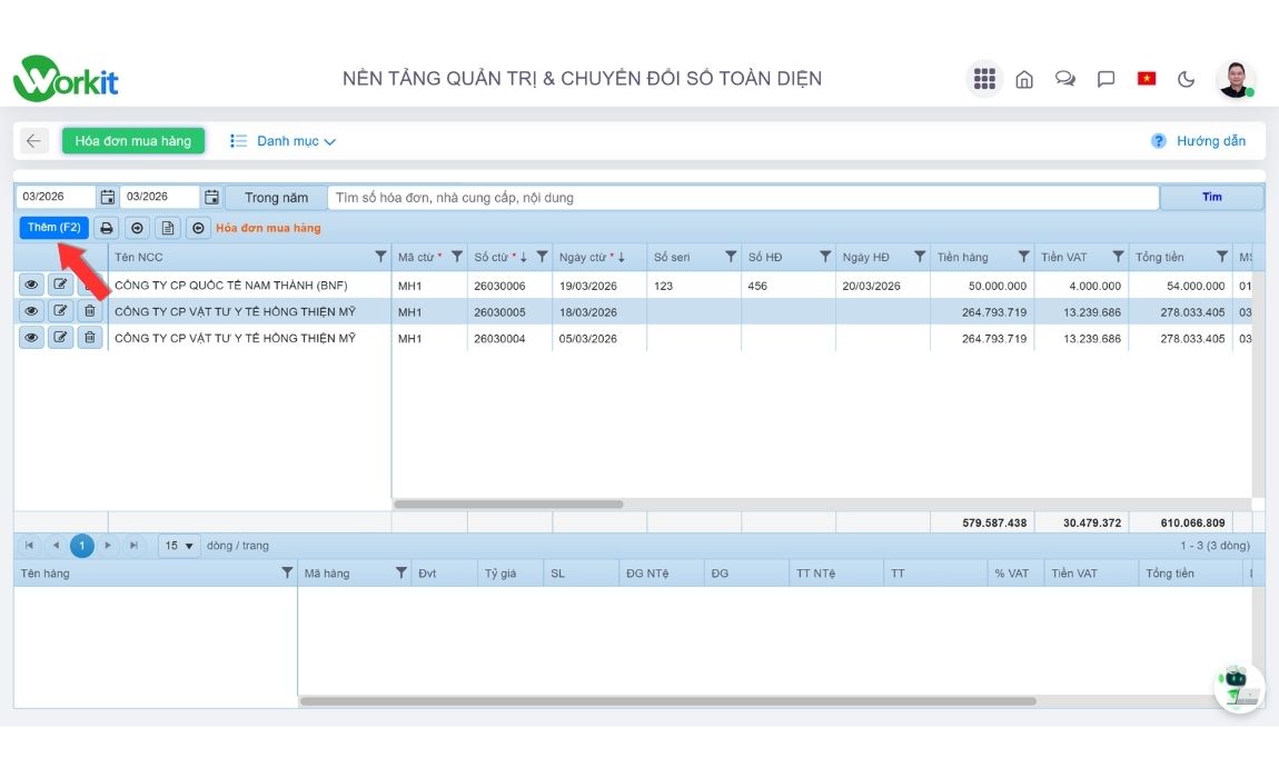 Tạo phiếu lập kho 1