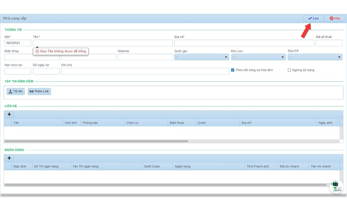Thêm thông tin nhà cung cấp