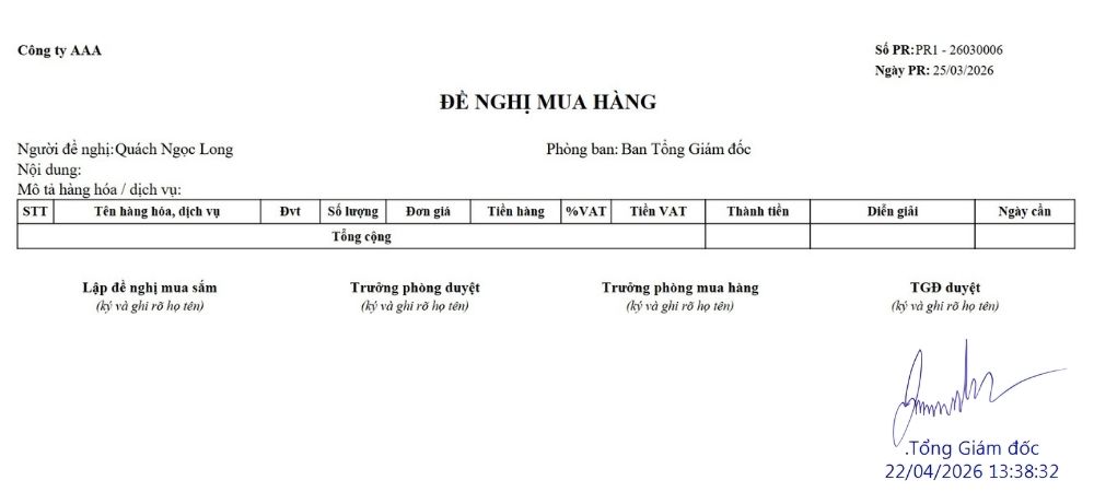 Chữ kí số phân hệ nghiệp vụ phần mềm WORKIT