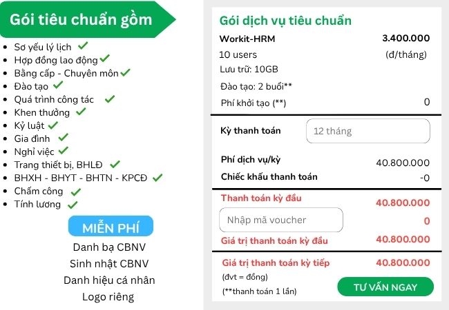 Gói tiêu chuẩn phần mềm Workit