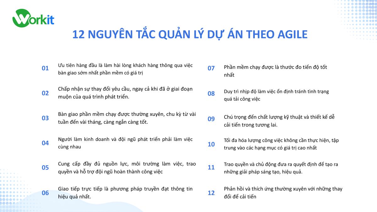 12 nguyên tắc quản lý dự án theo Agile