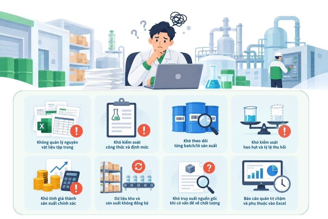 những khó khăn trong quản lý sản xuất ngành hóa chất