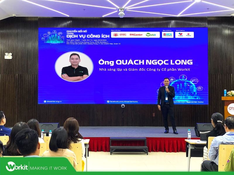 đại diện workit ceo quách ngọc long trình bày tham luận